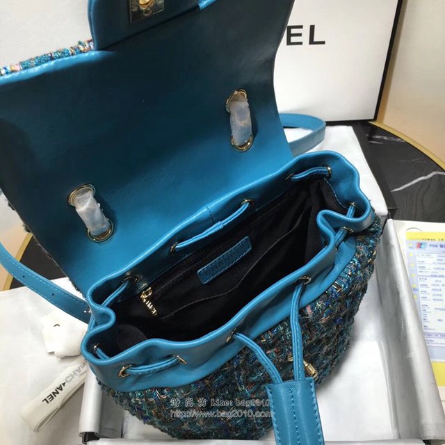 Chanel女包 Chanel最新編織紅金斜紋 91121小號 雙肩背包 呢料系列 香奈兒後背包 Chanel新款雙肩包  djc3242